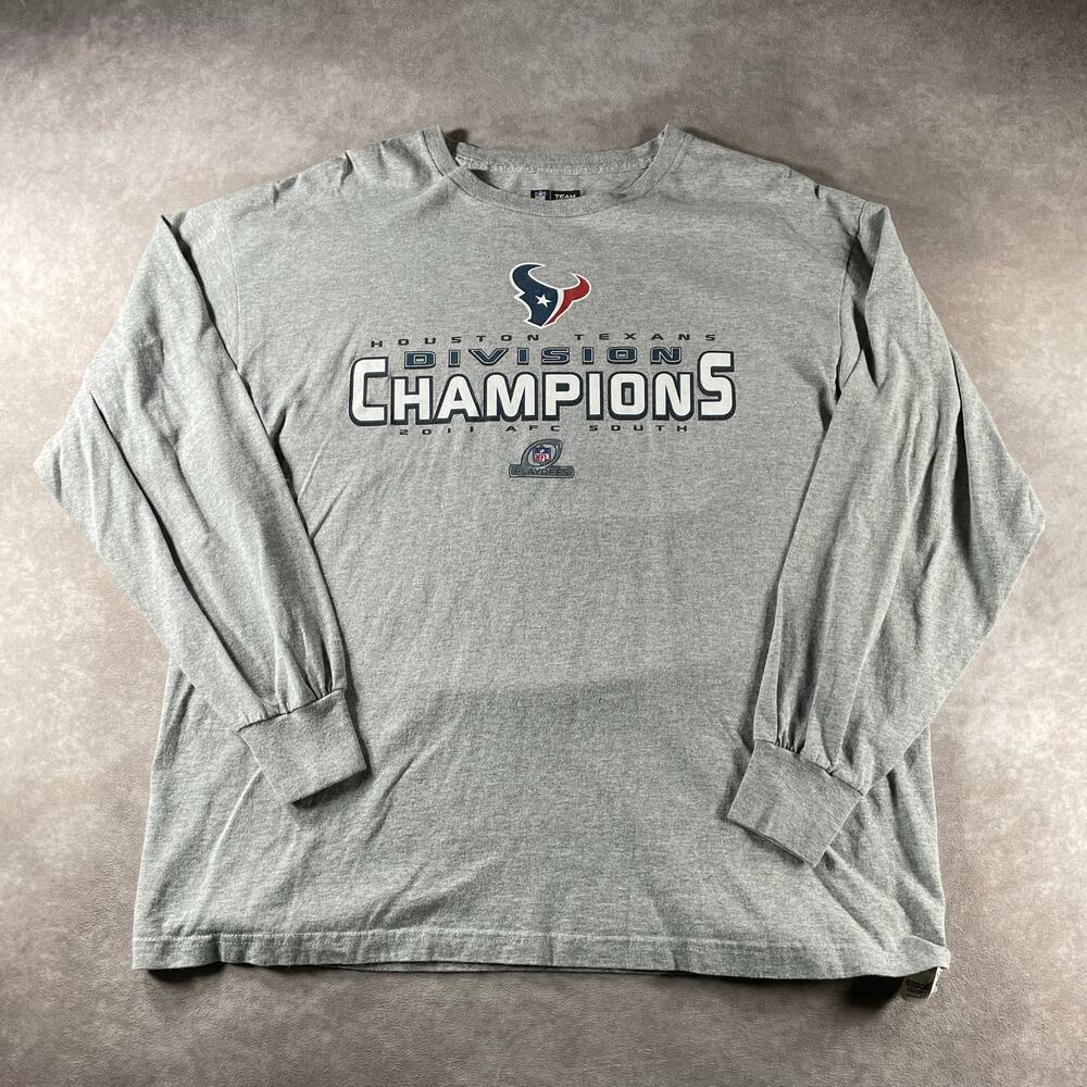 2011 Houston Texans AFC Division Champs LS T-Shirt Men’s XL Grey Long Sleeve